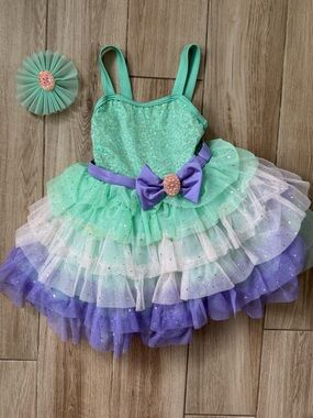 Weissman Mint Green Purple Tutu Dance Costume SC Sequin Ballet Recital Dress